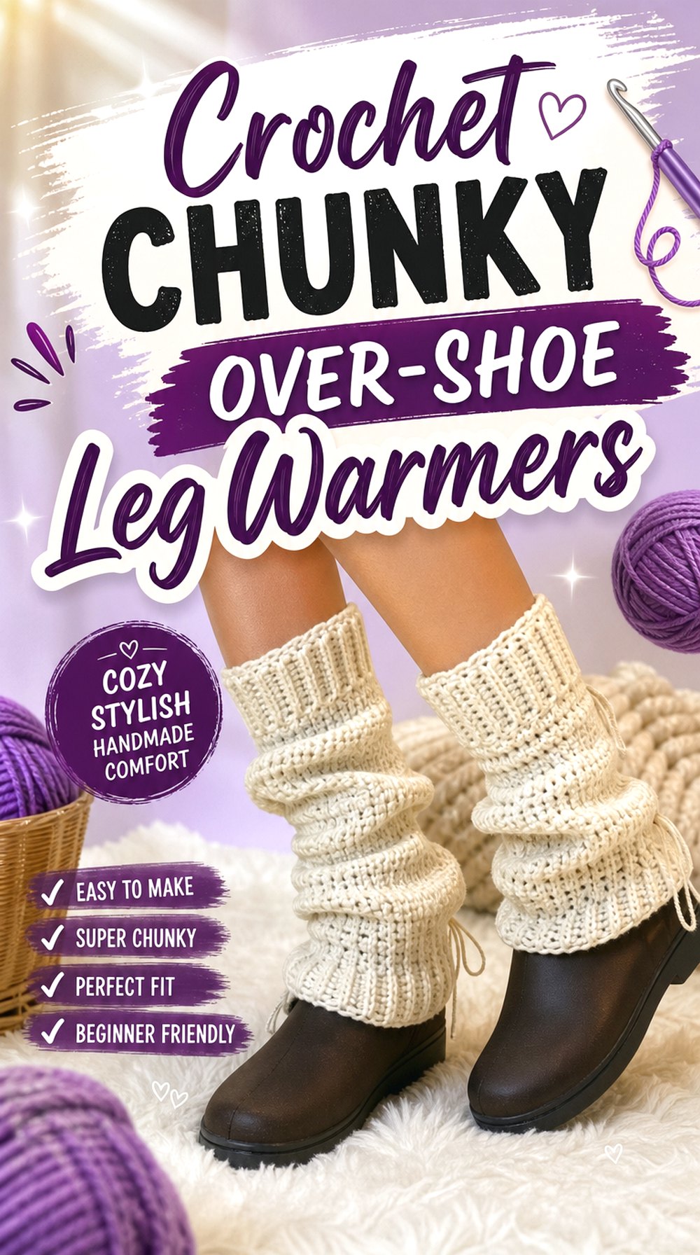 Crochet Chunky Over Shoe Leg Warmers