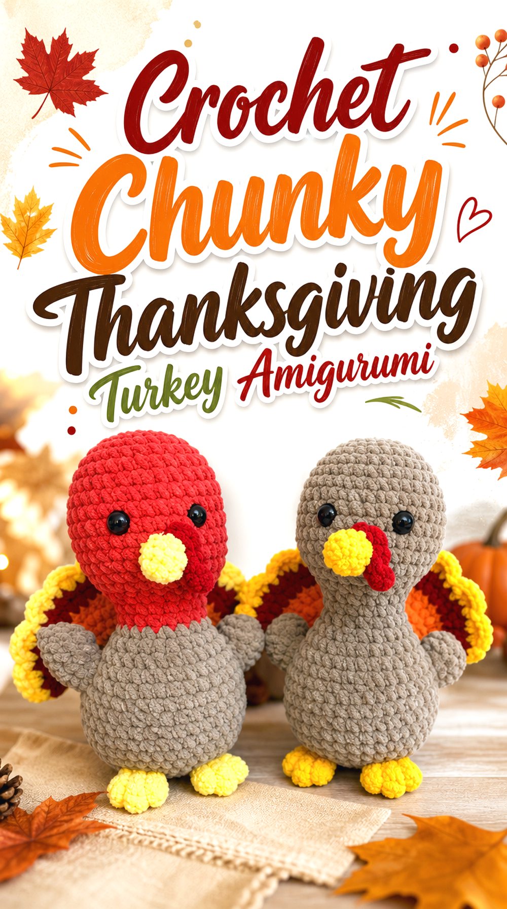Crochet Chunky Thanksgiving Turkey Amigurumi