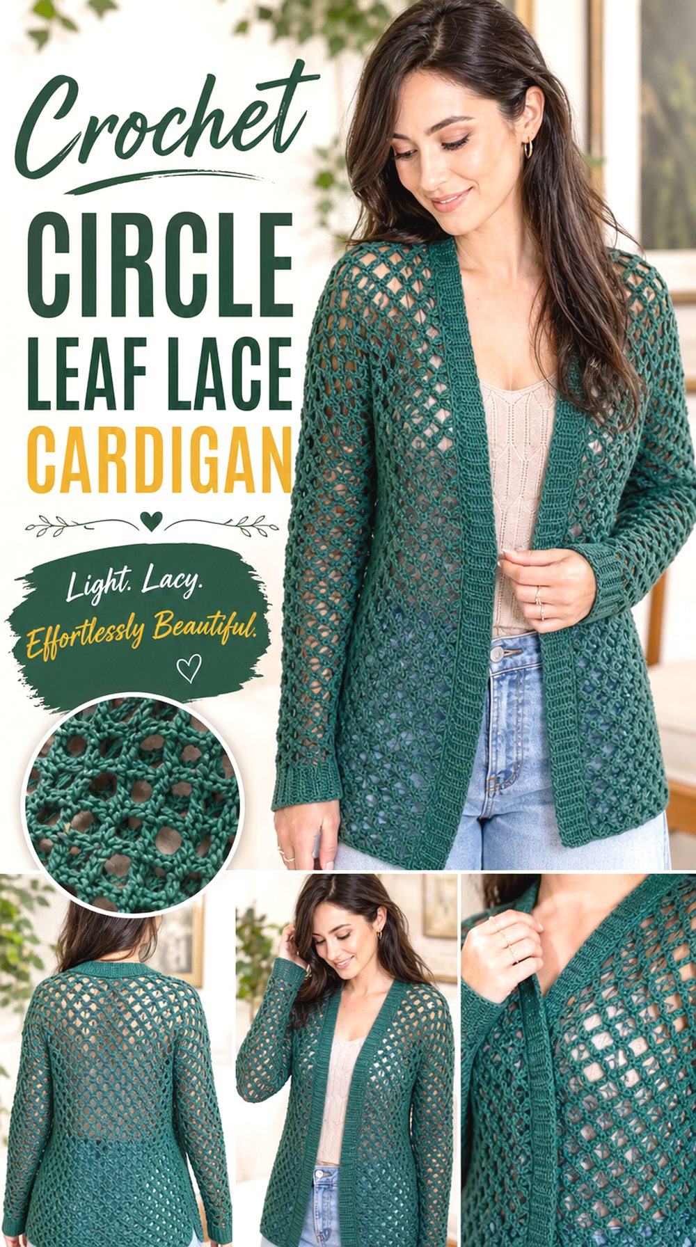 Crochet Circle Leaf Lace Cardigan