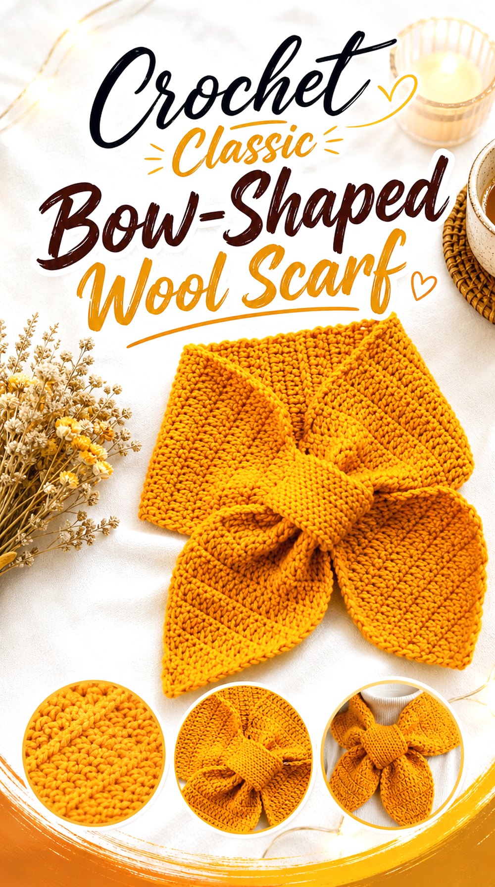Crochet Classic Bow Shaped Wool Scarf