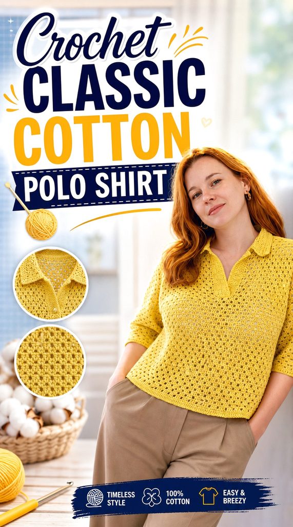 Crochet Classic Cotton Polo Shirt