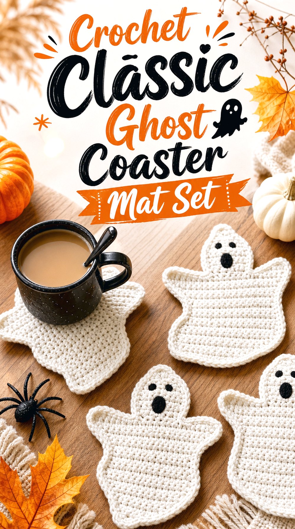 Crochet Classic Ghost Coaster Mat Set
