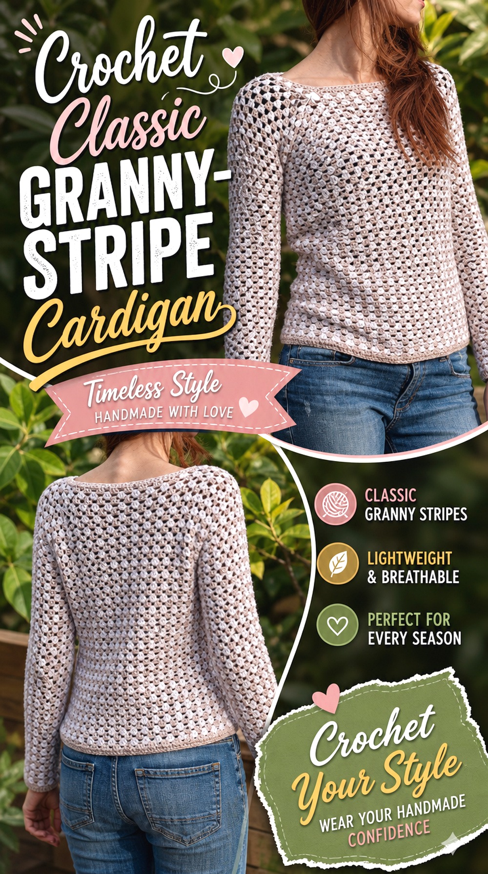 Crochet Classic Granny Stripe Cardigan