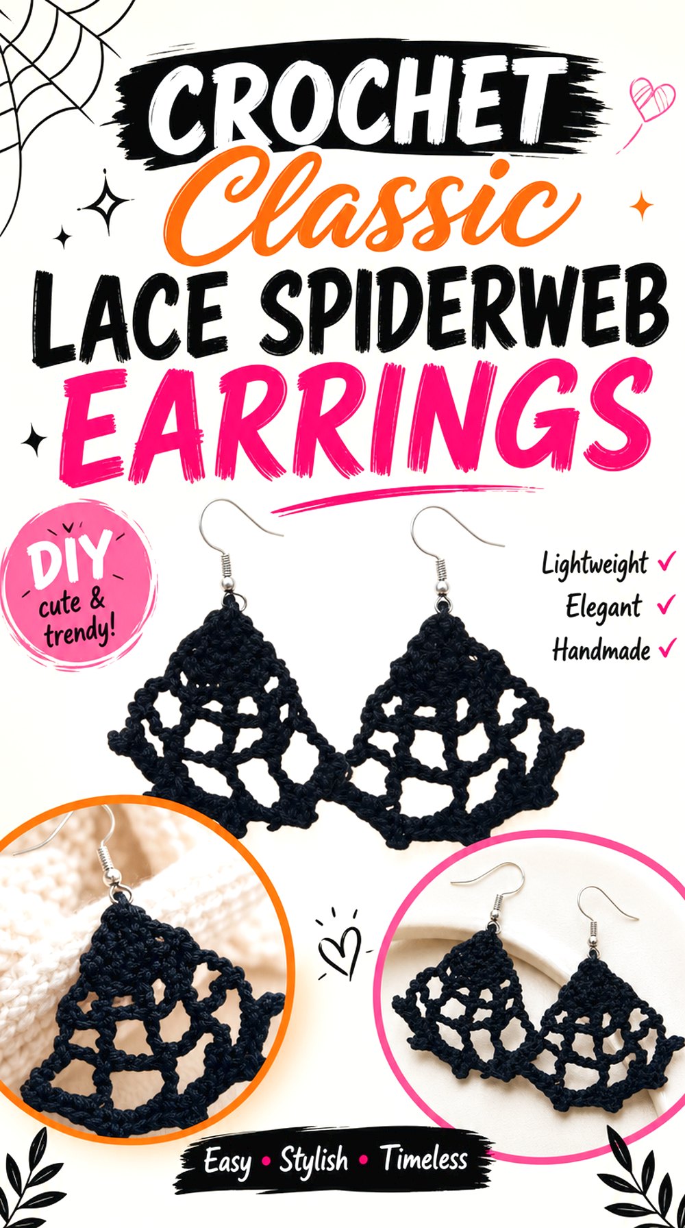 Crochet Classic Lace Spiderweb Earrings