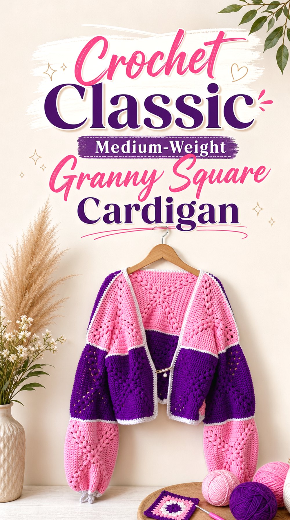 Crochet Classic Medium Weight Granny Square Cardigan