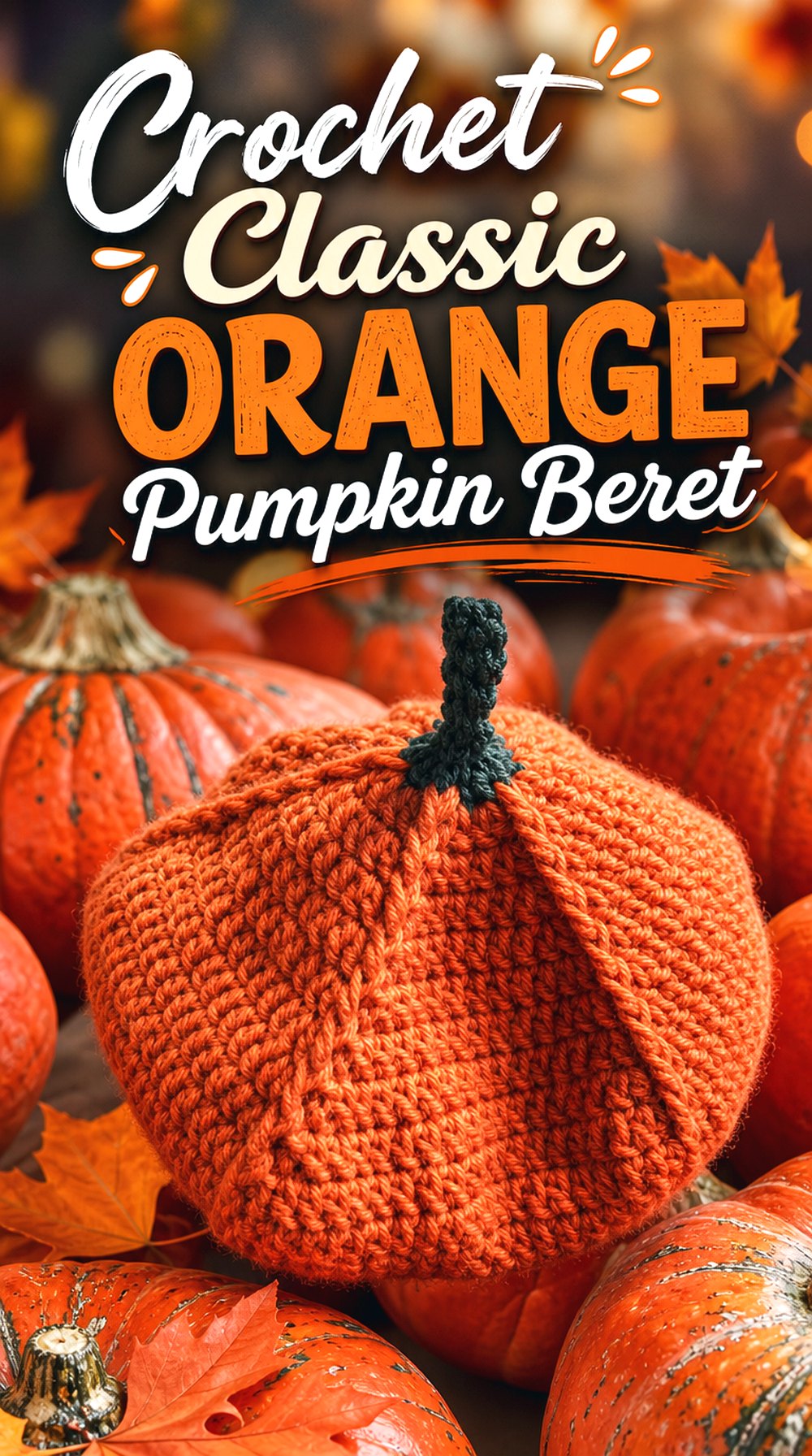 Crochet Classic Orange Pumpkin Beret