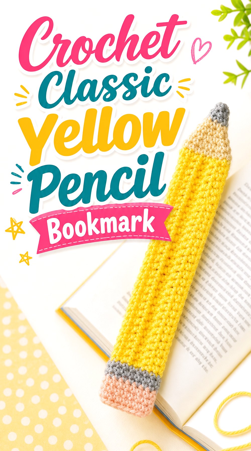 Crochet Classic Yellow Pencil Bookmark