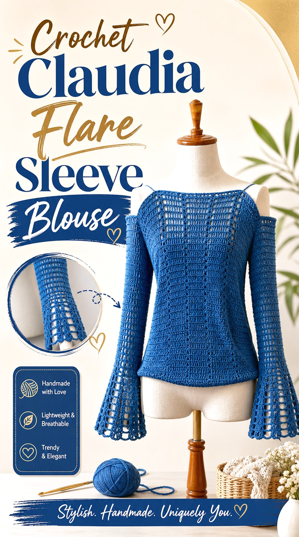 Crochet Claudia Flare Sleeve Blouse