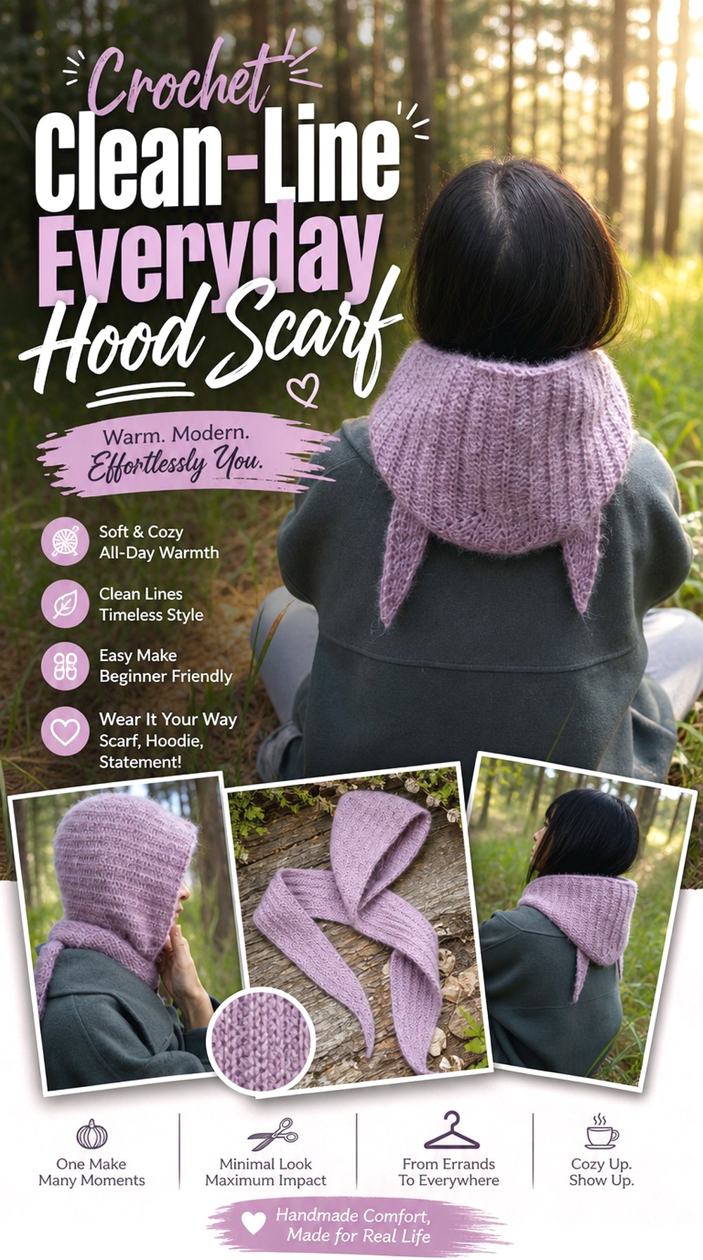 Crochet Clean Line Everyday Hood Scarf