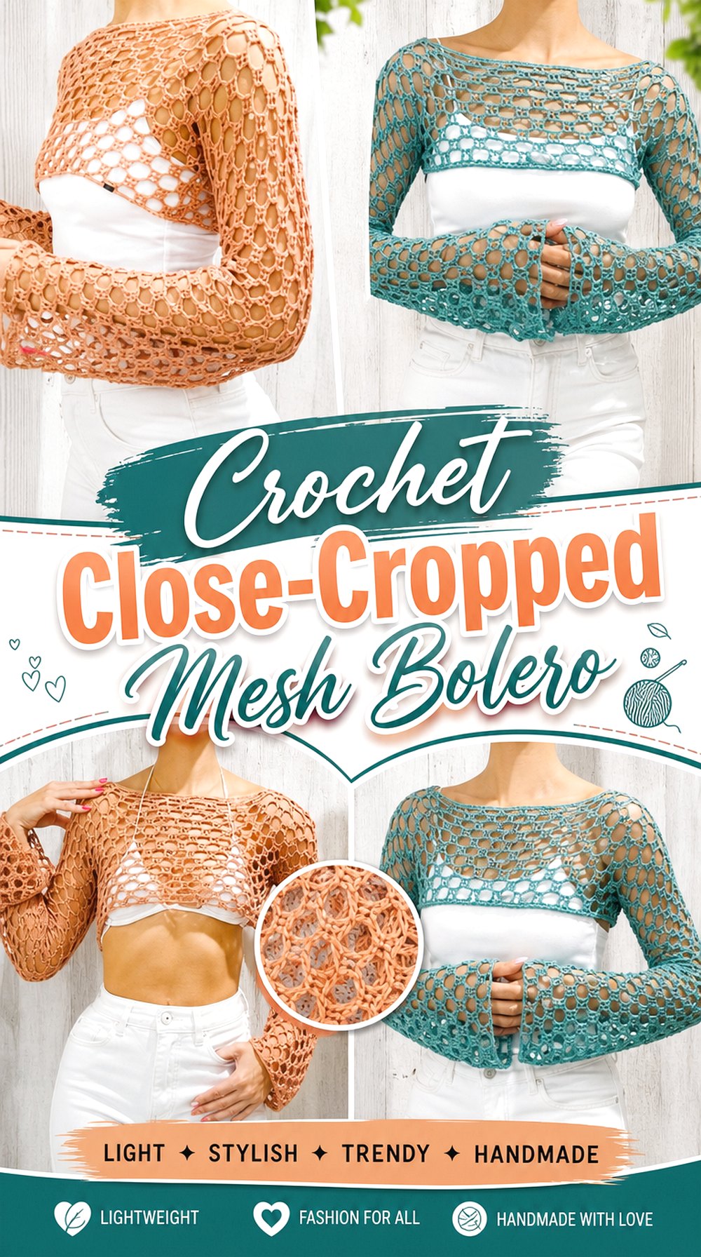 Crochet Close Cropped Mesh Bolero