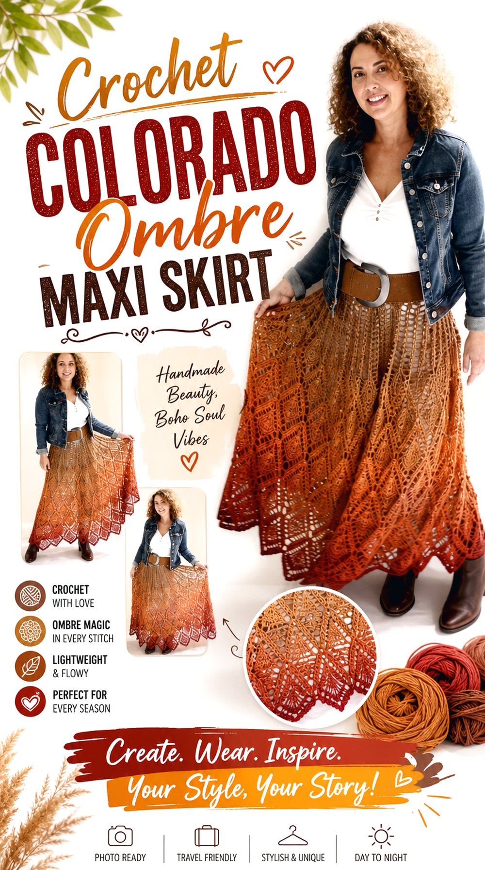 Crochet Colorado Ombre Maxi Skirt