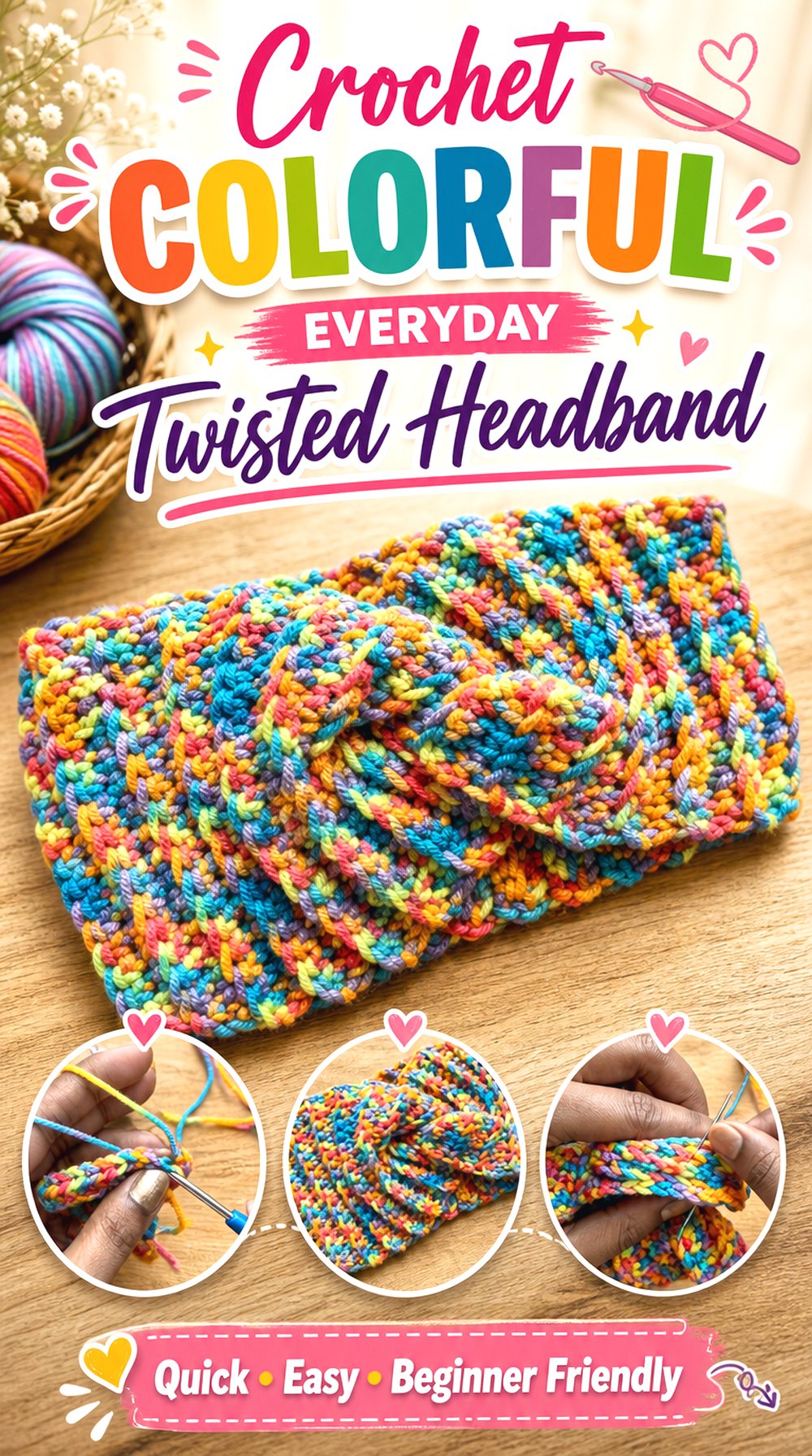 Crochet Colorful Everyday Twisted Headband