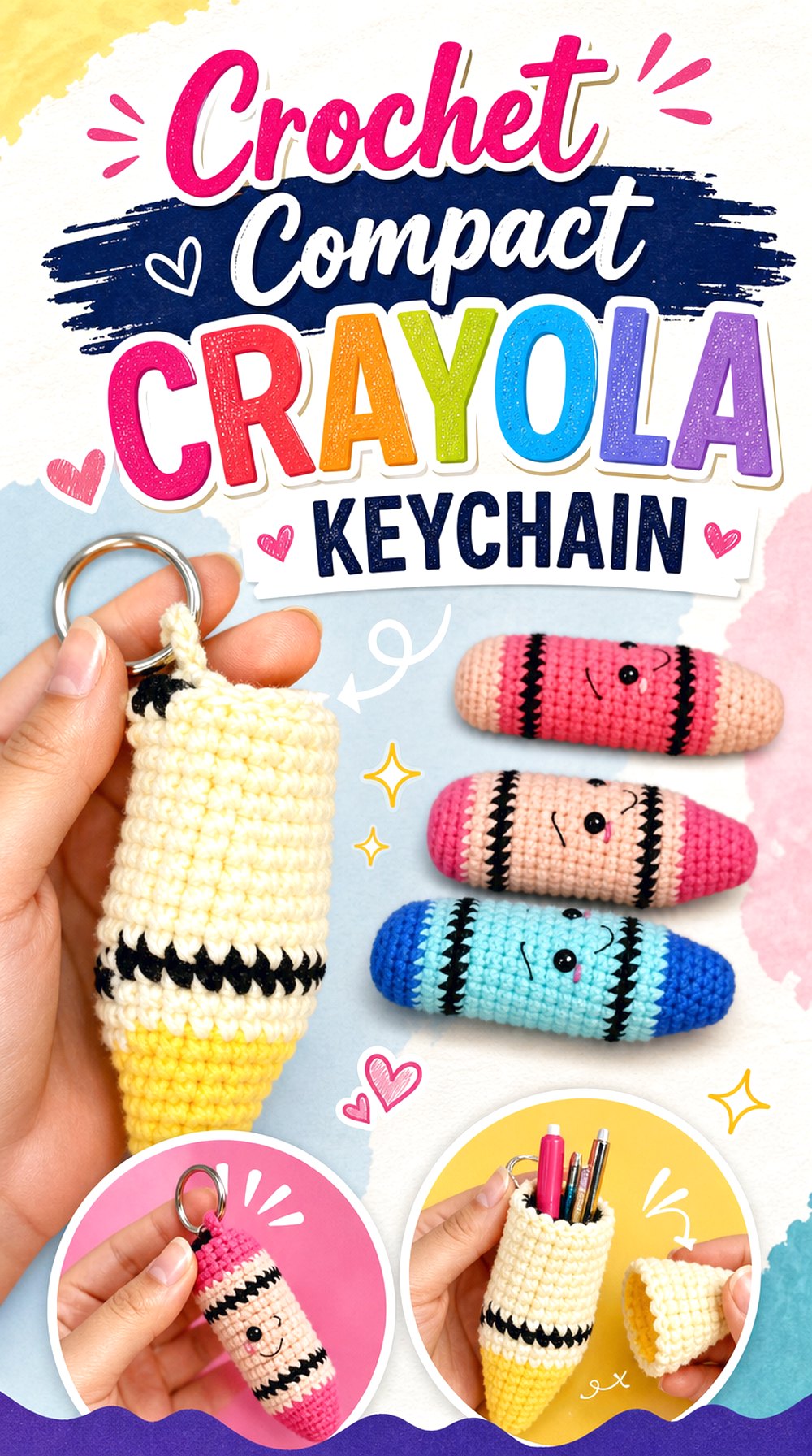 Crochet Compact Crayola Keychain