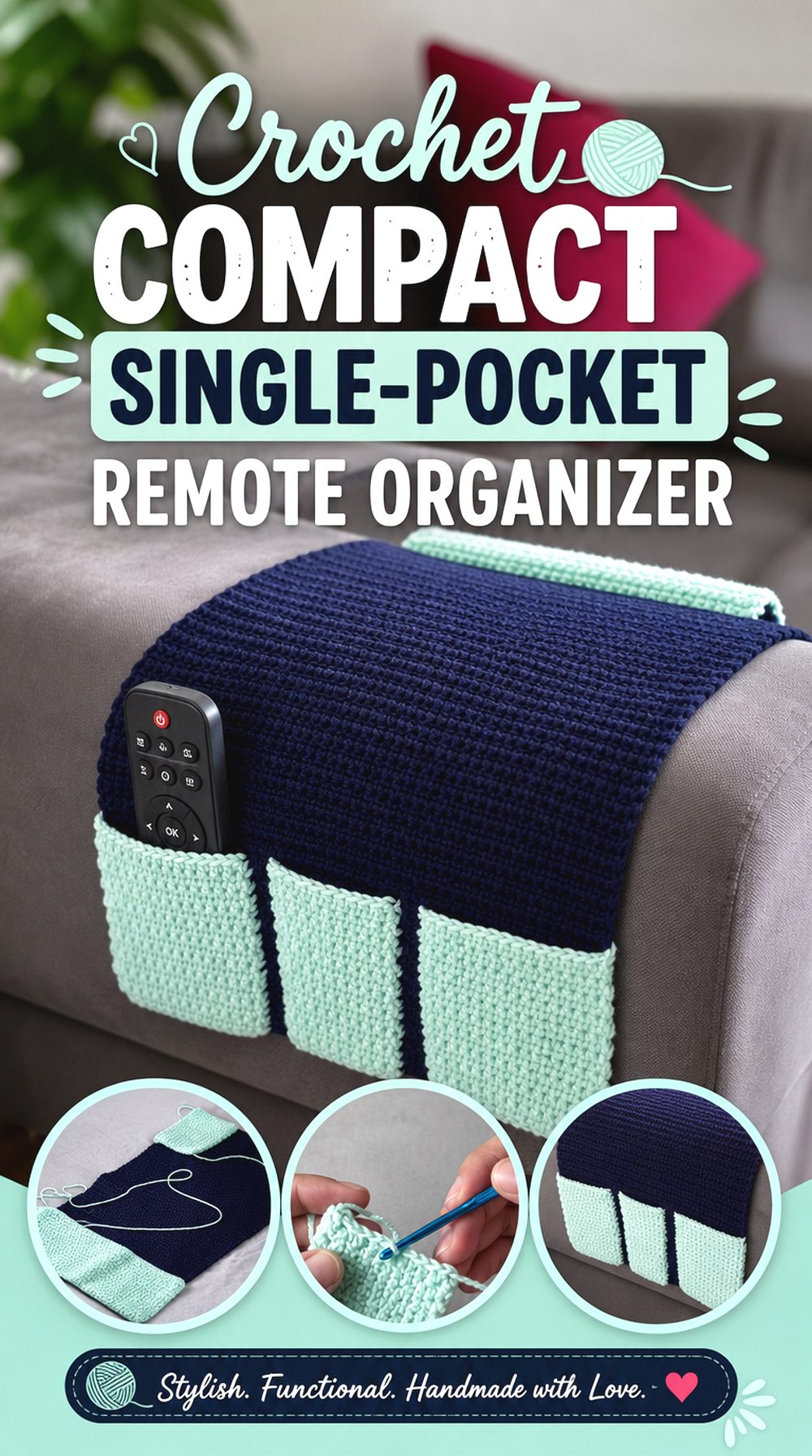 Crochet Compact Single Pocket Remote Organizer