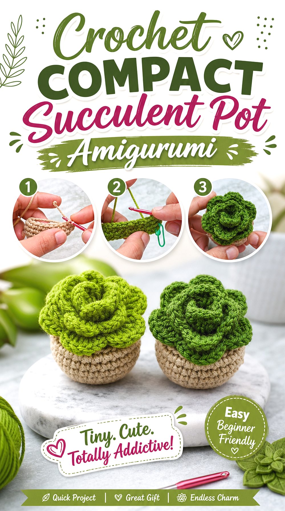 Crochet Compact Succulent Pot Amigurumi