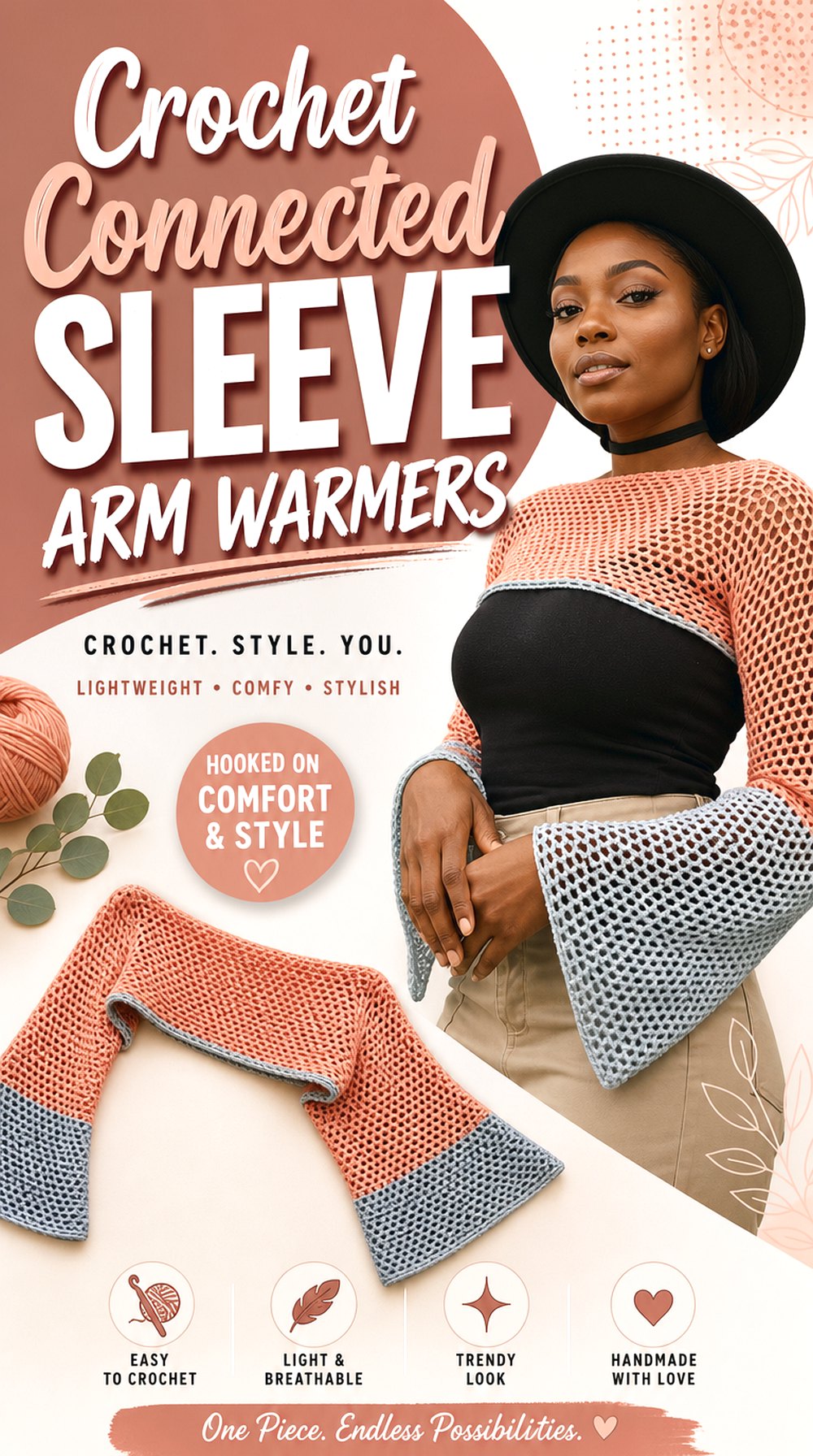 Crochet Connected Sleeve Arm Warmers