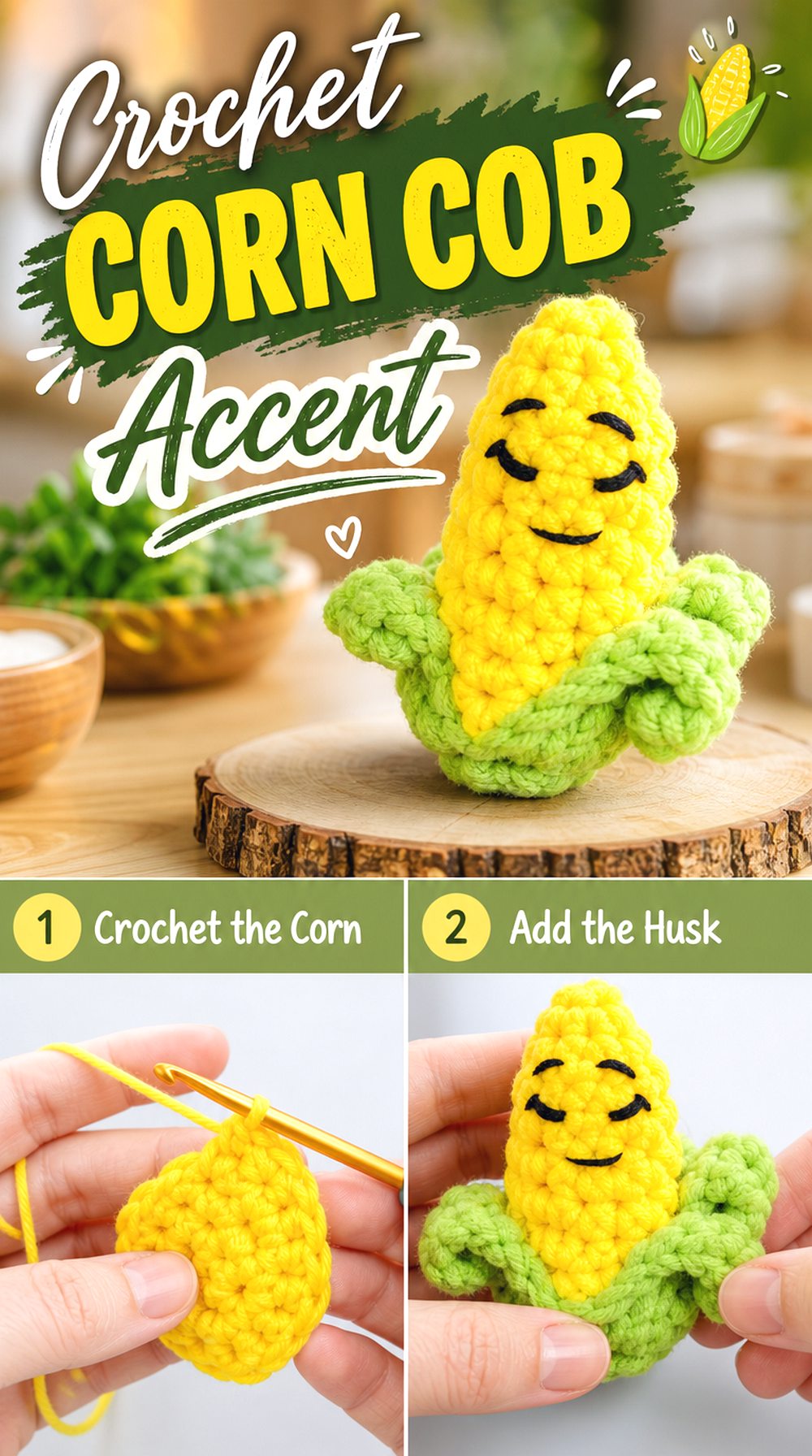 Crochet Corn Cob Accent