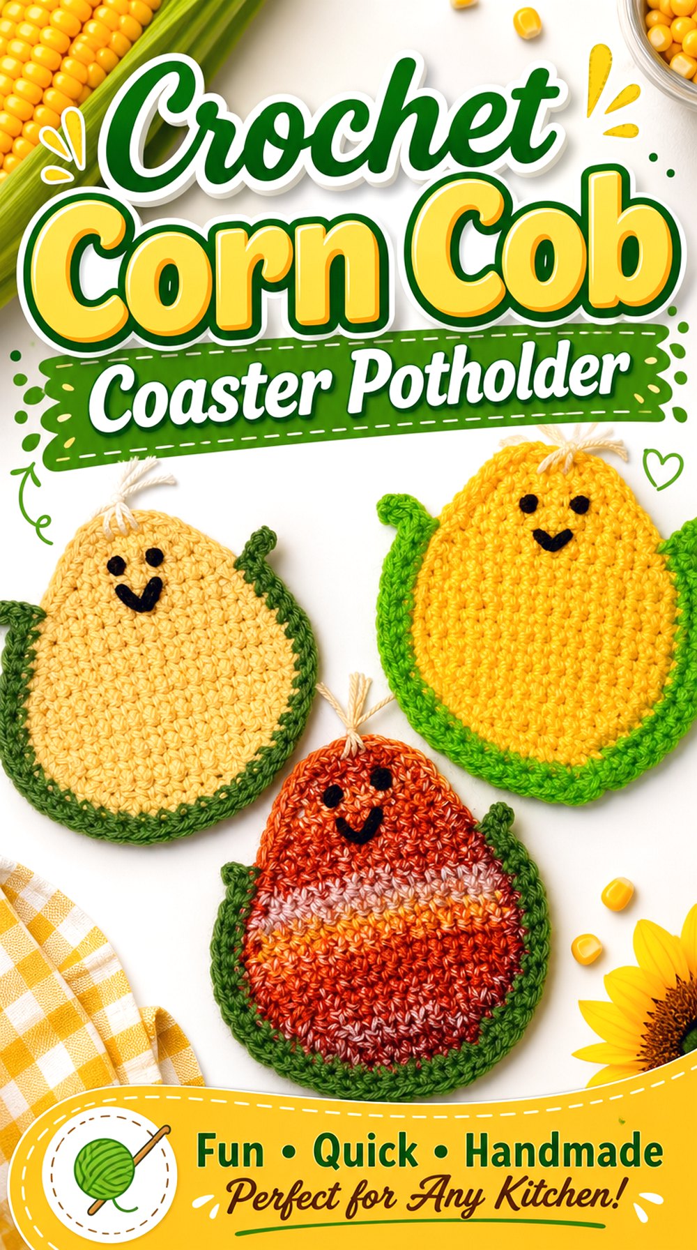 Crochet Corn Cob Coaster Potholder