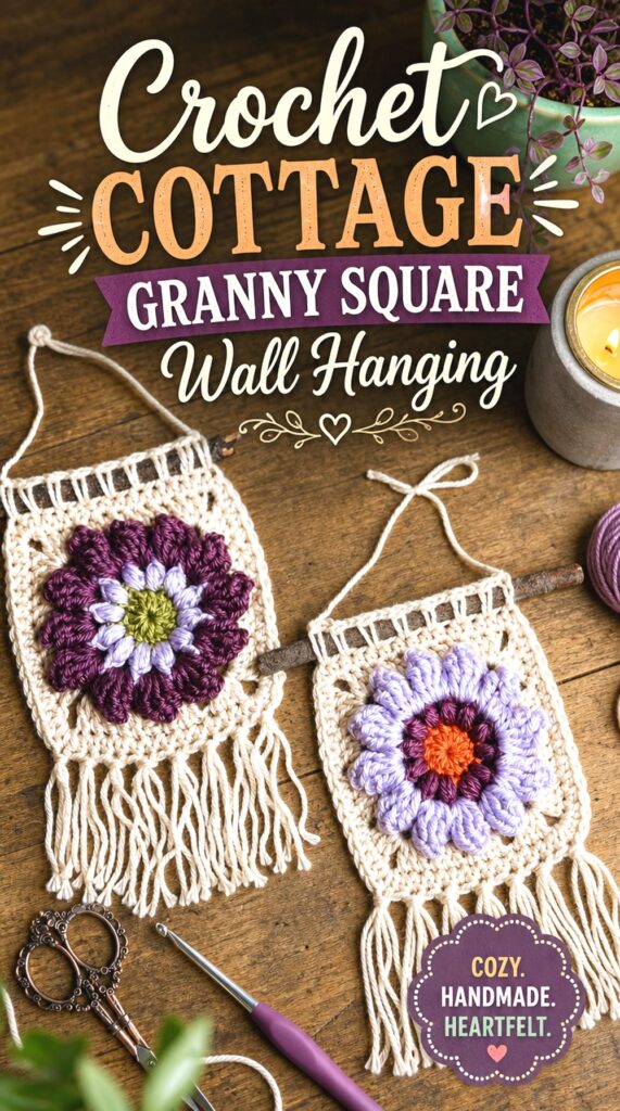 Crochet Cottage Granny Square Wall Hanging