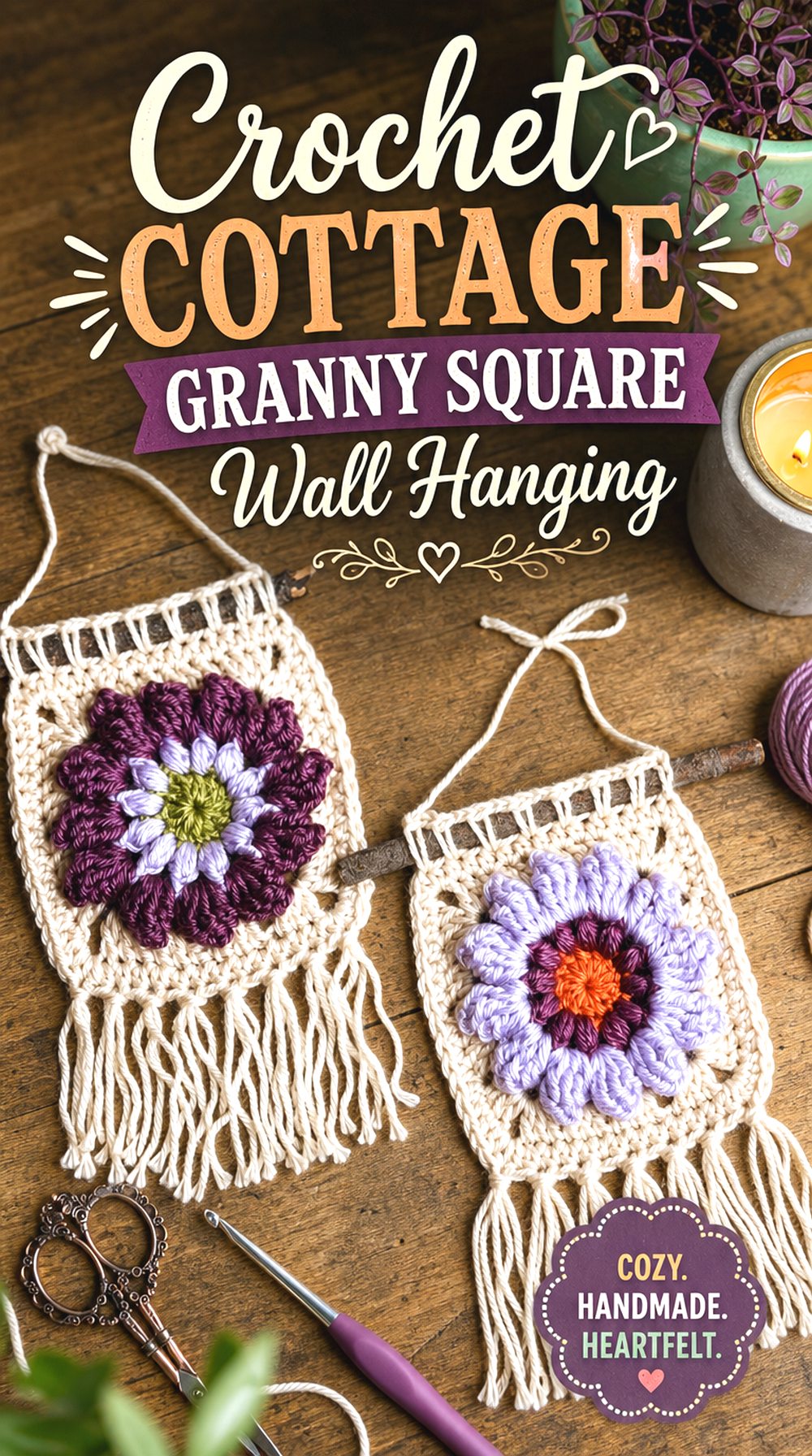 Crochet Cottage Granny Square Wall Hanging
