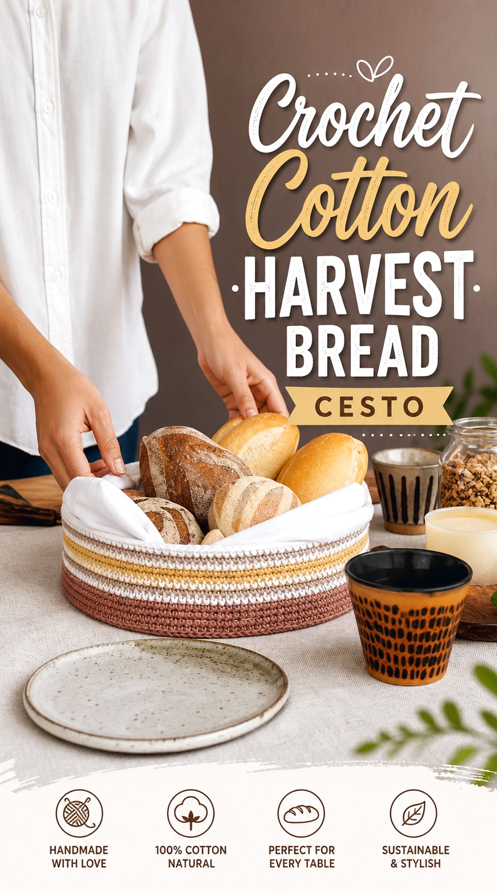 Crochet Cotton Harvest Bread Cesto