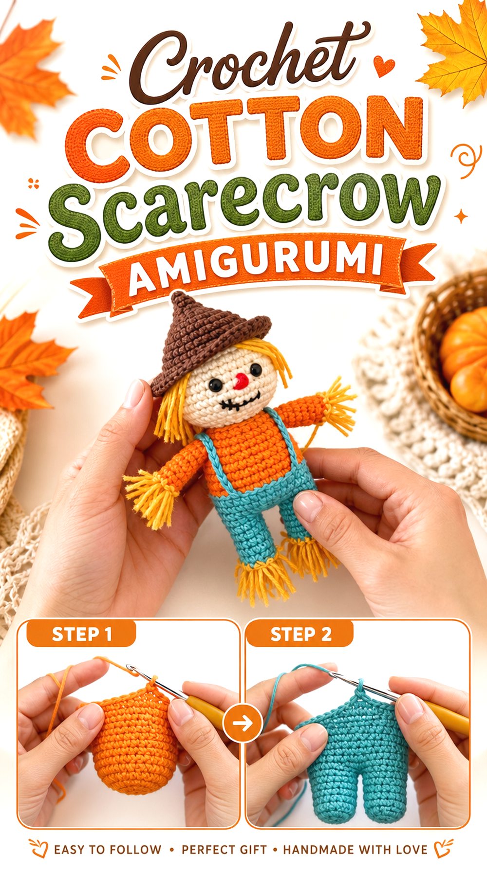 Crochet Cotton Scarecrow Amigurumi