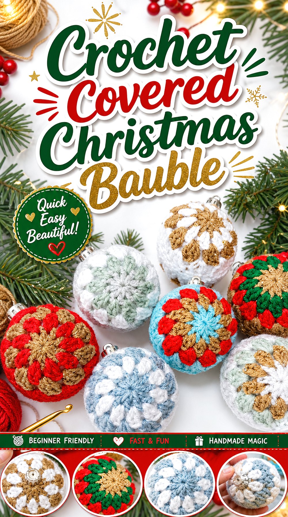 Crochet Covered Christmas Bauble