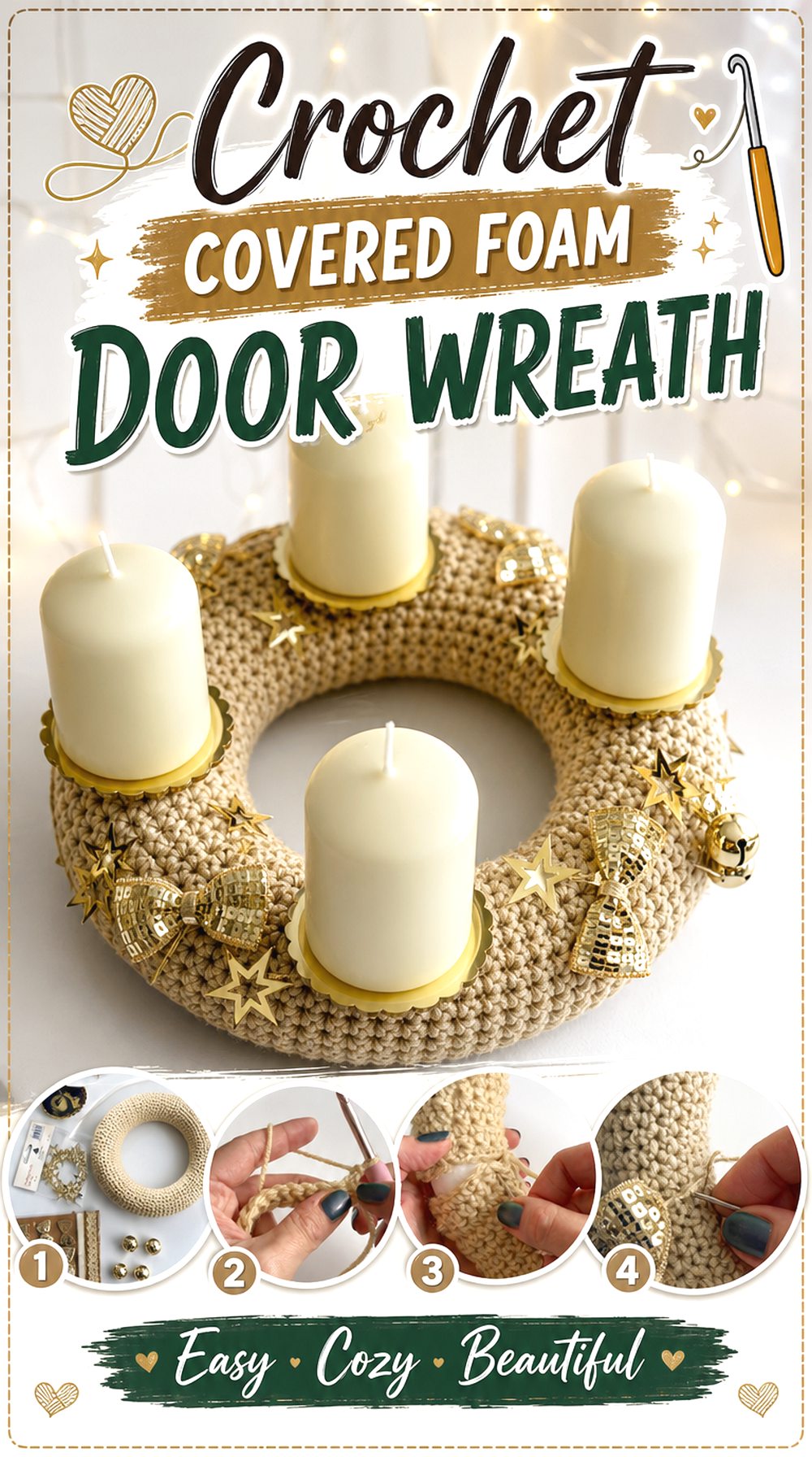 Crochet Covered Foam Door Wreath