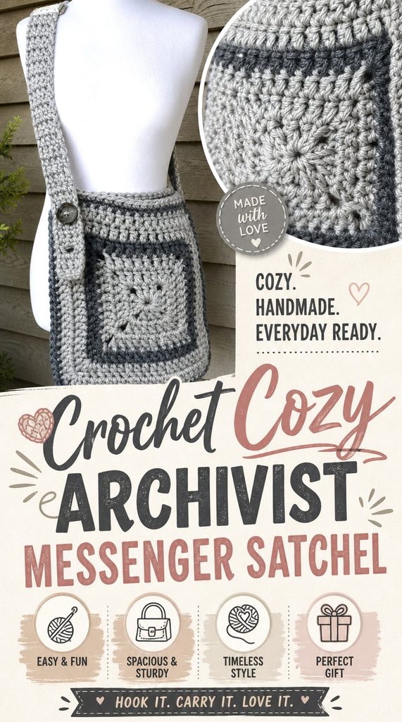 Crochet Cozy Archivist Messenger Satchel