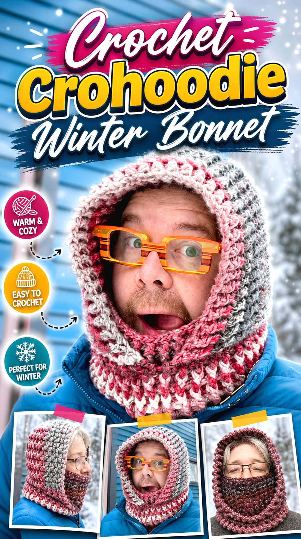 Crochet Crohoodie Winter Bonnet