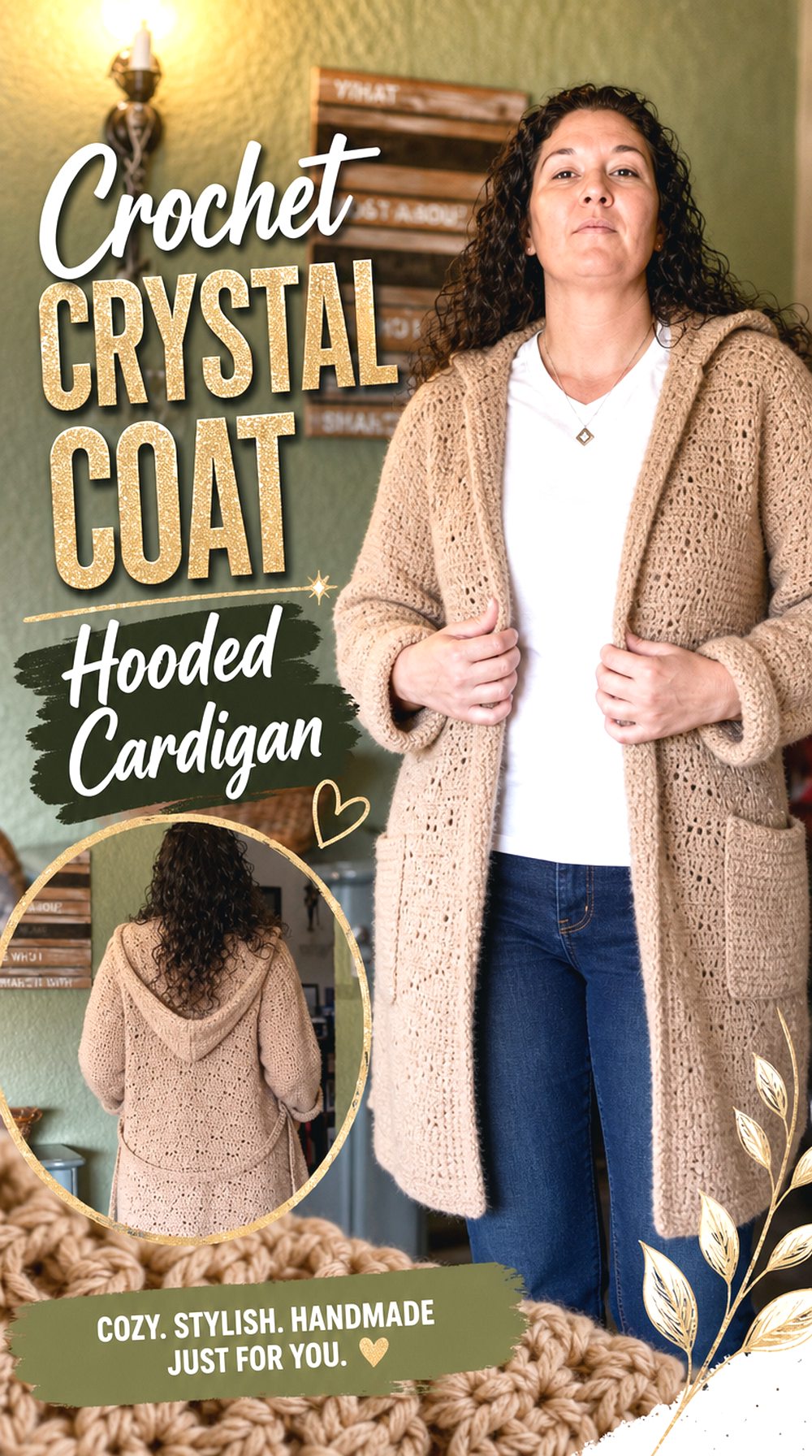 Crochet Crystal Coat Hooded Cardigan