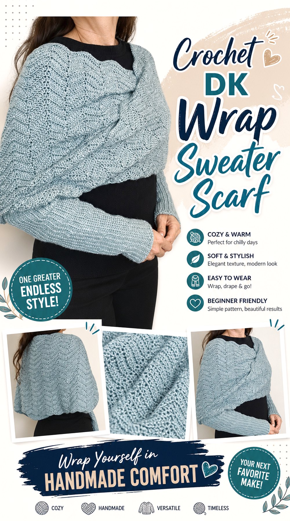 Crochet DK Wrap Sweater Scarf