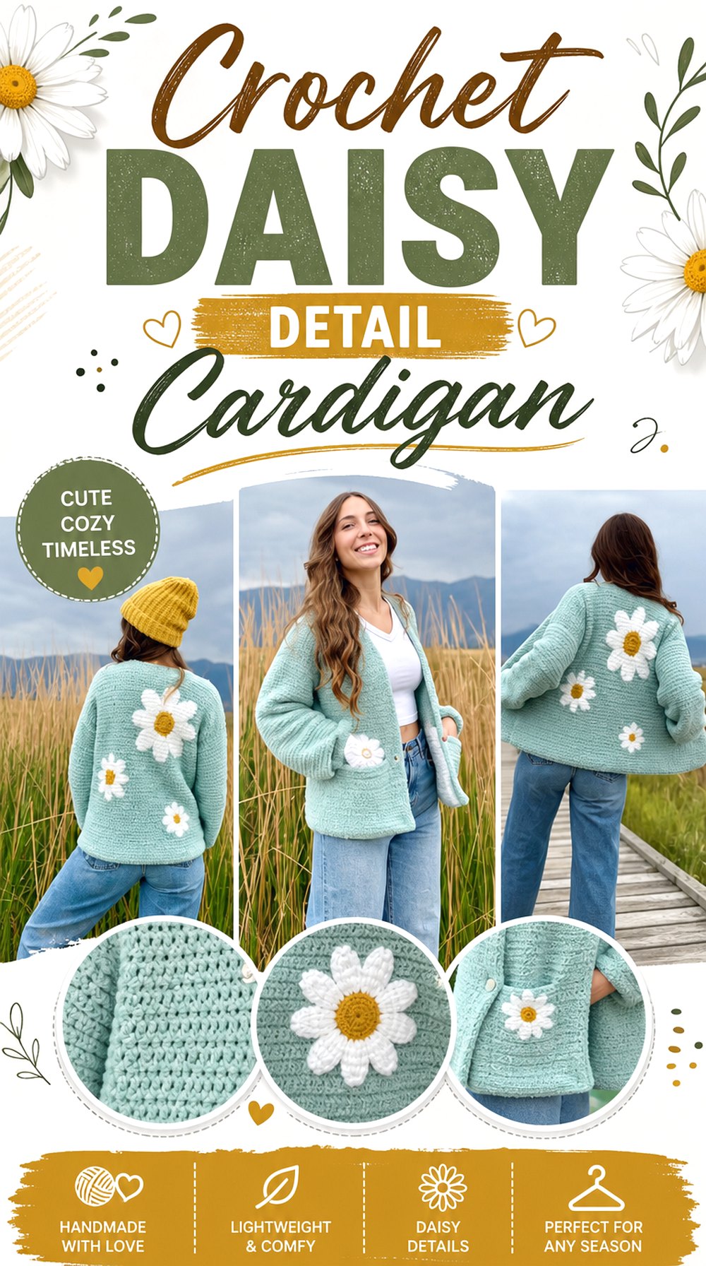 Crochet Daisy Detail Cardigan
