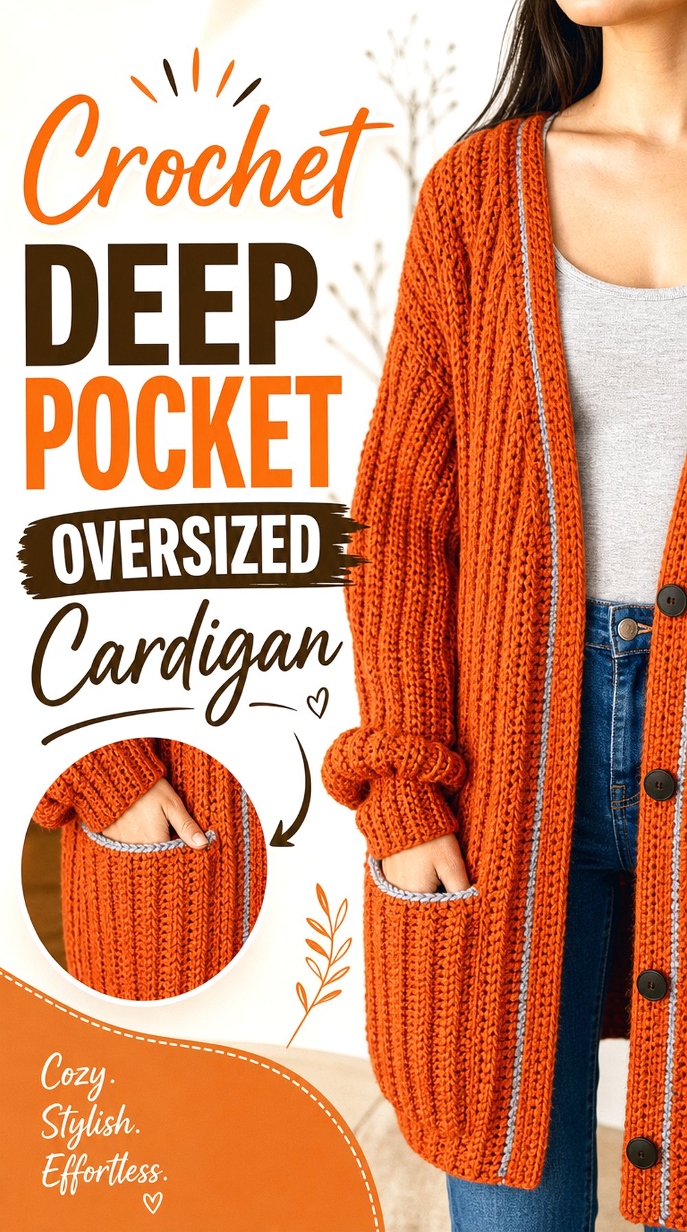 Crochet Deep Pocket Oversized Cardigan