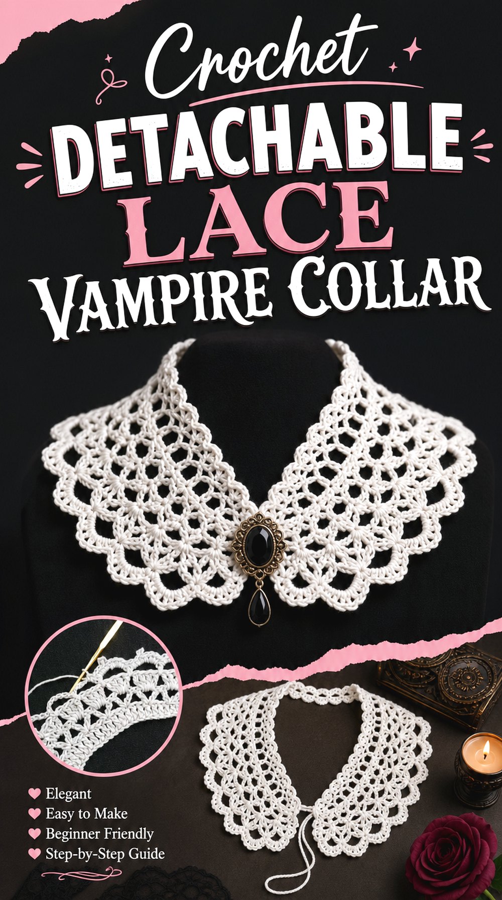 Crochet Detachable Lace Vampire Collar