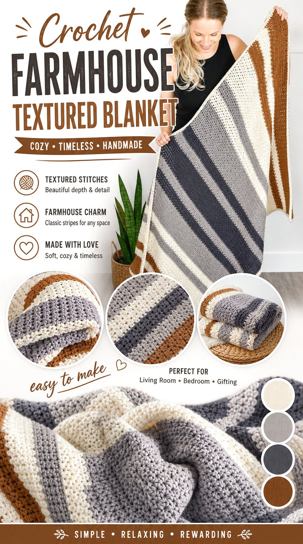 Crochet Farmhouse Textured Blanket