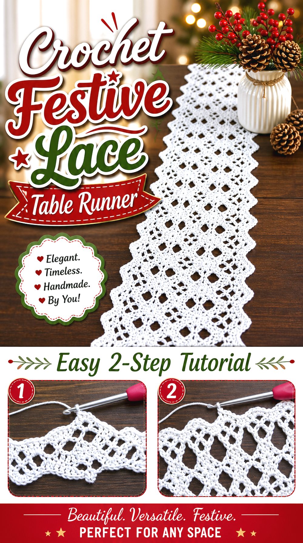 Crochet Festive Lace Table Runner
