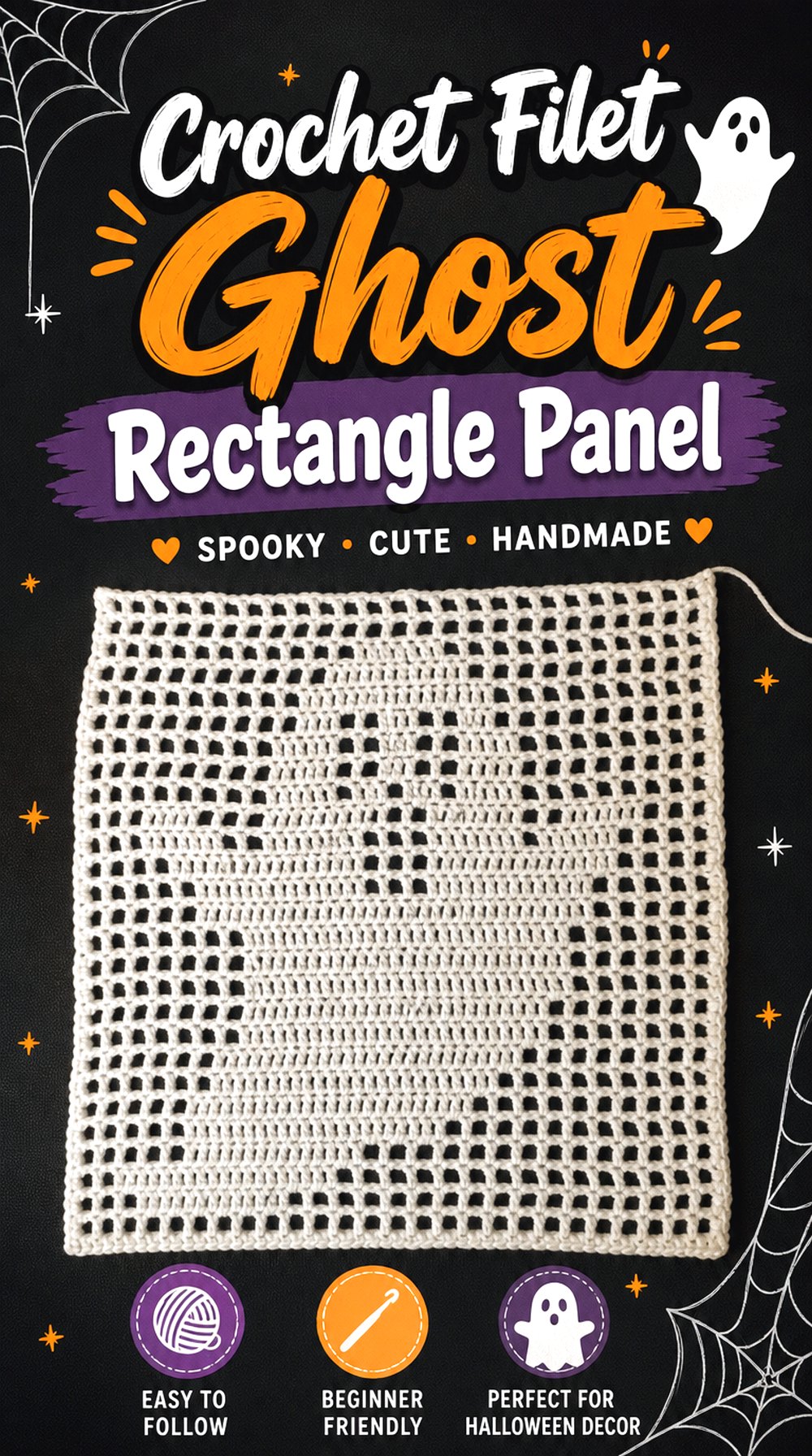Crochet Filet Ghost Rectangle Panel