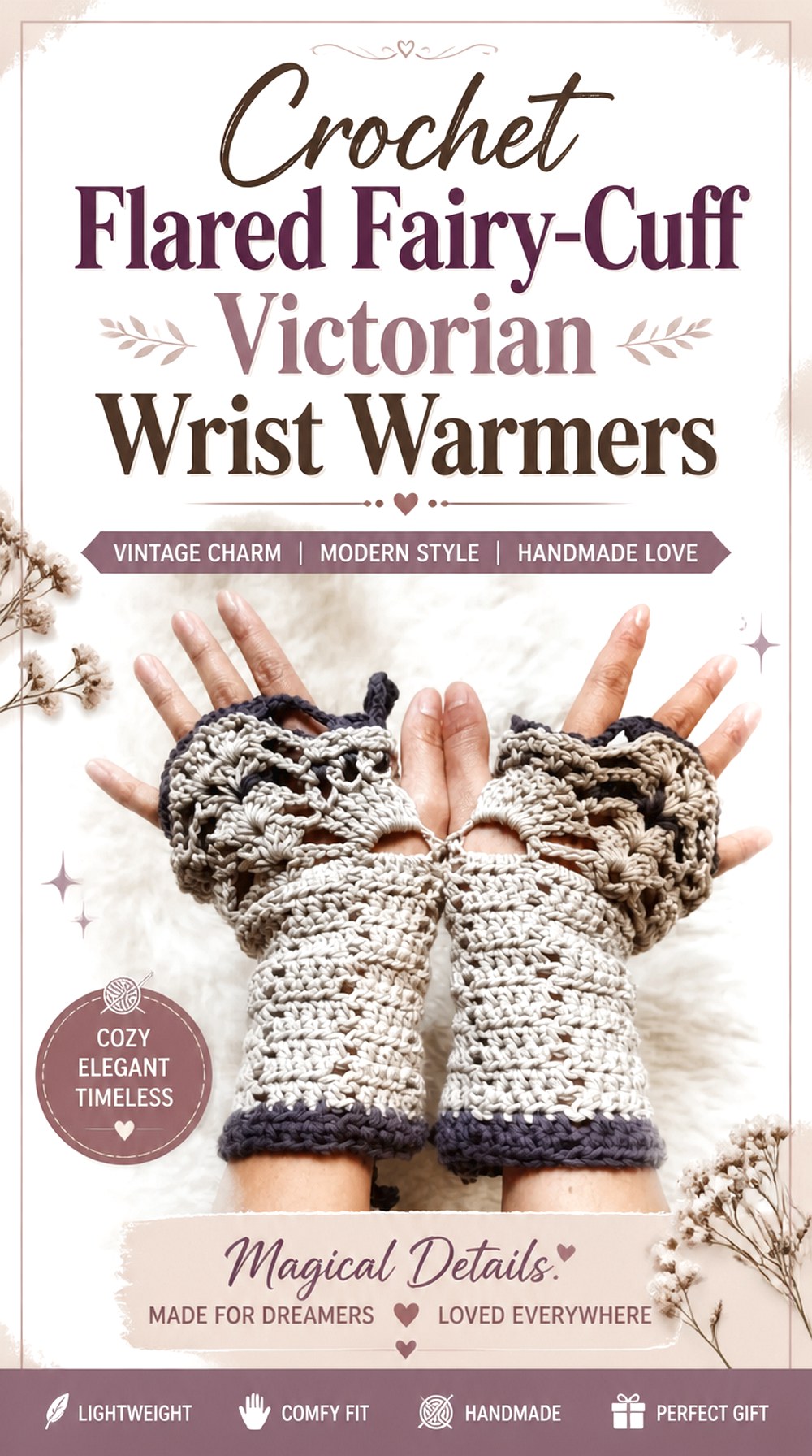 Crochet Flared Fairy Cuff Victorian Wrist Warmers