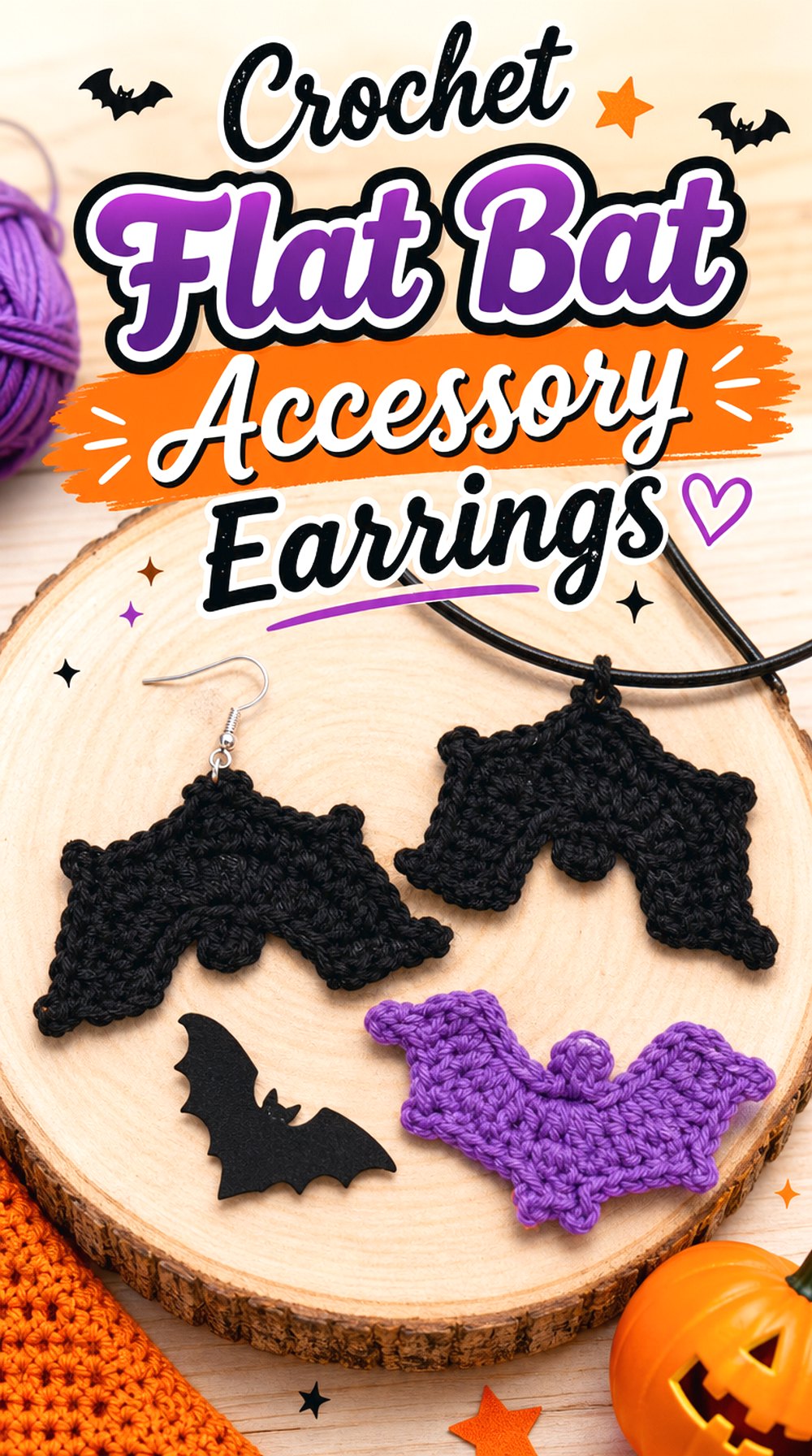 Crochet Flat Bat Accessory Earrings