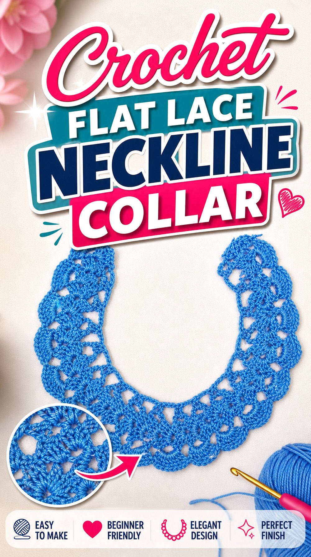 Crochet Flat Lace Neckline Collar