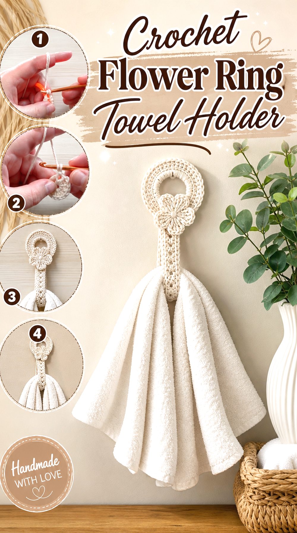 Crochet Flower Ring Towel Holder