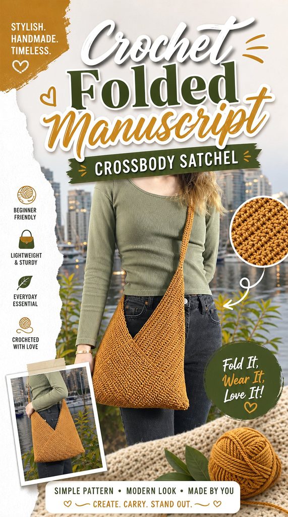 Crochet Folded Manuscript Crossbody Satchel