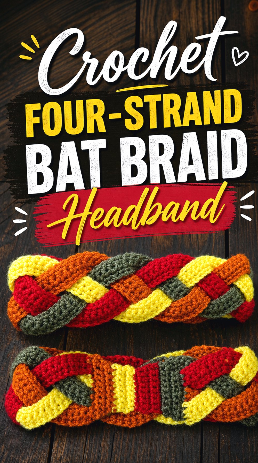Crochet Four Strand Bat Braid Headband