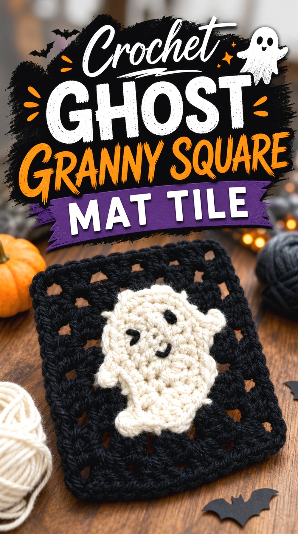 Crochet Ghost Granny Square Mat Tile