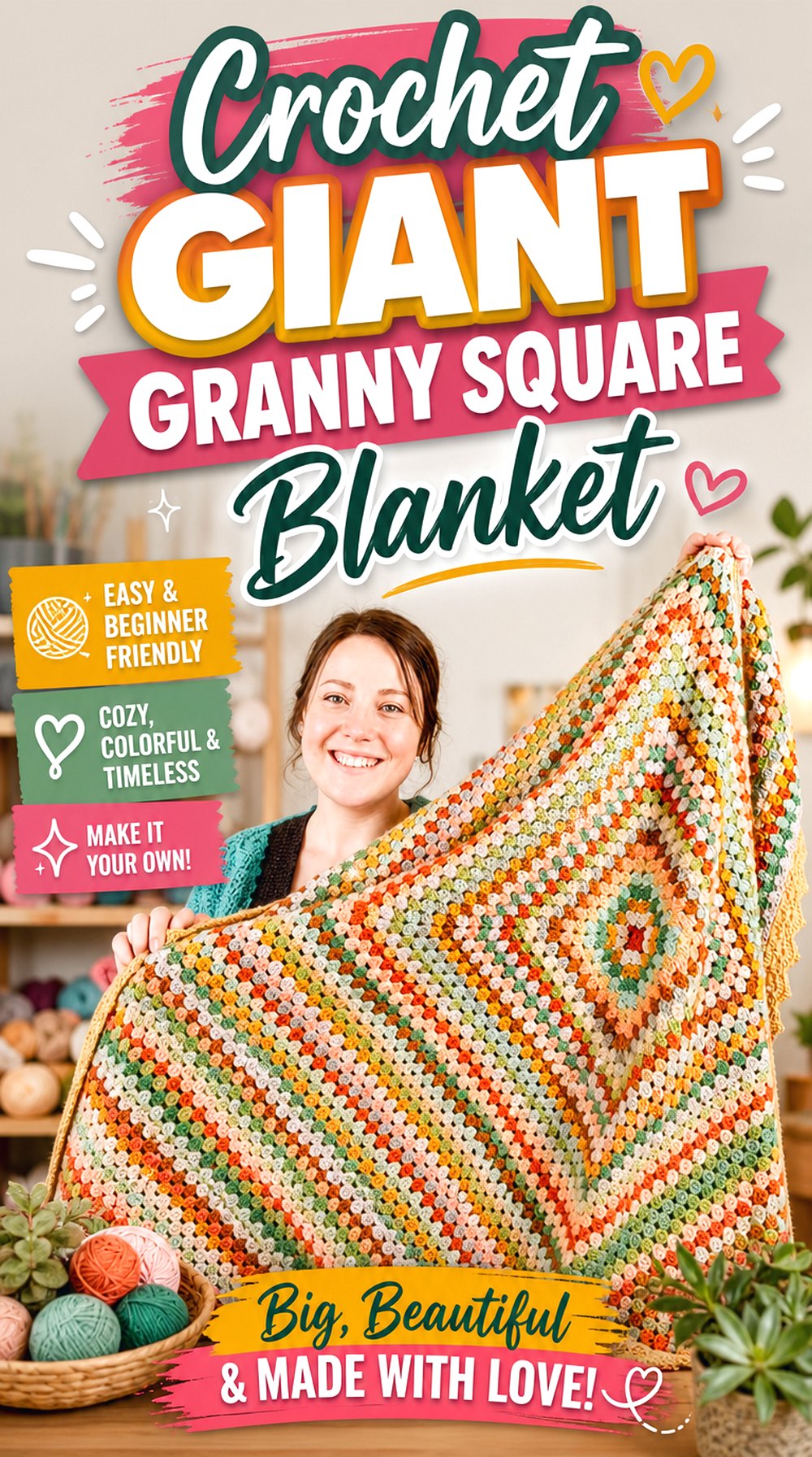 Crochet Giant Granny Square Blanket