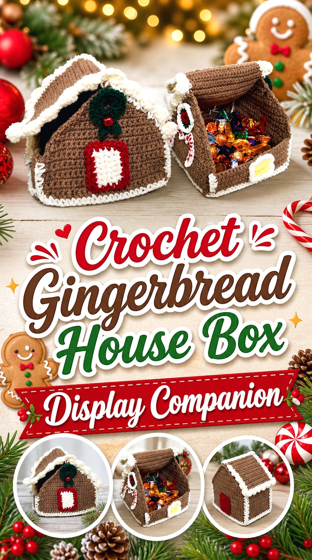 Crochet Gingerbread House Box Display Companion