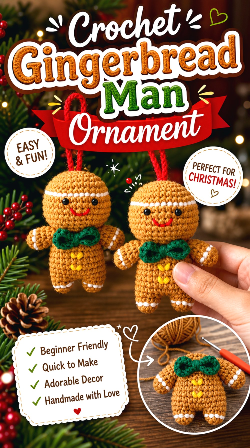 Crochet Gingerbread Man Ornament