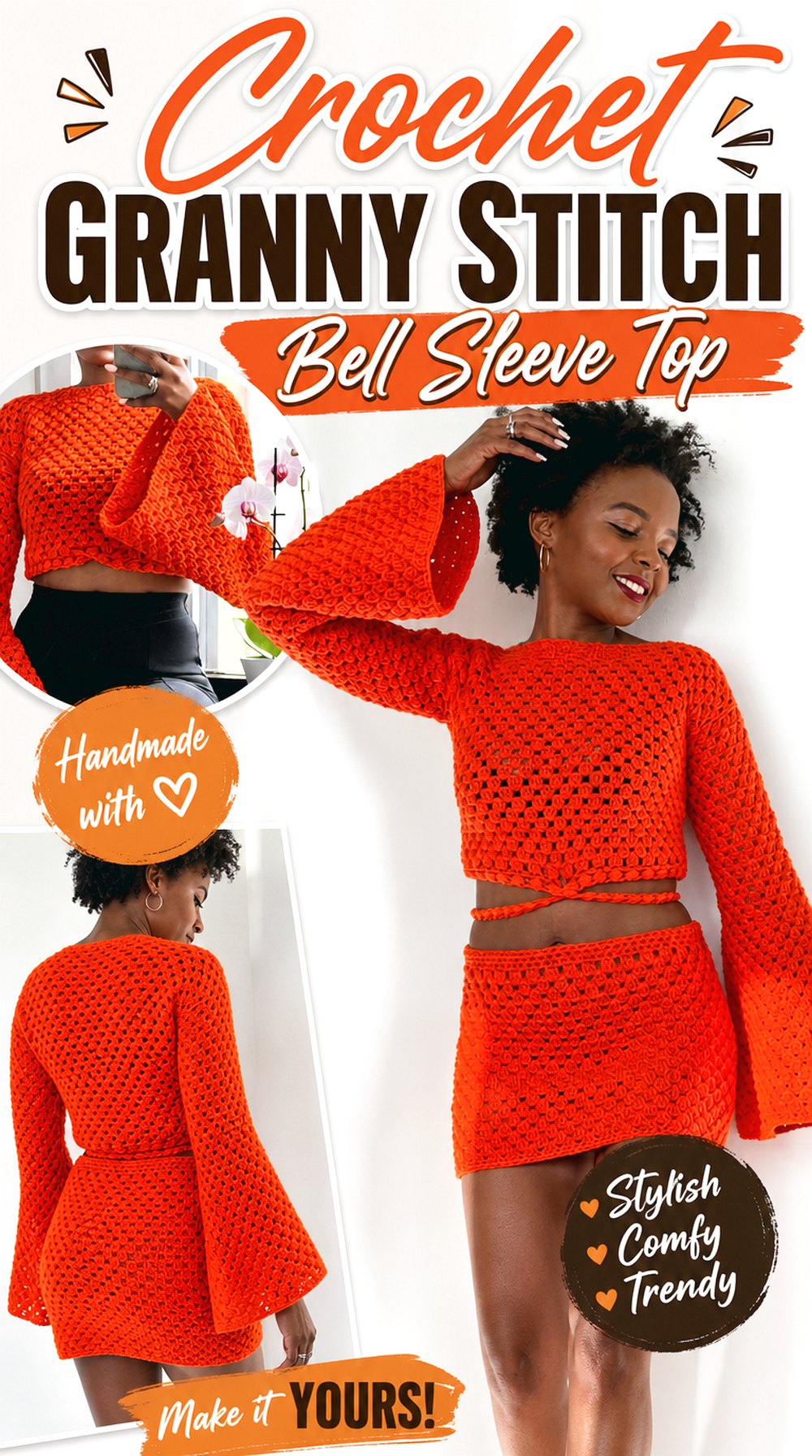 Crochet Granny Stitch Bell Sleeve Top
