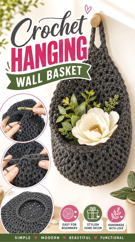 Crochet Hanging Wall Basket